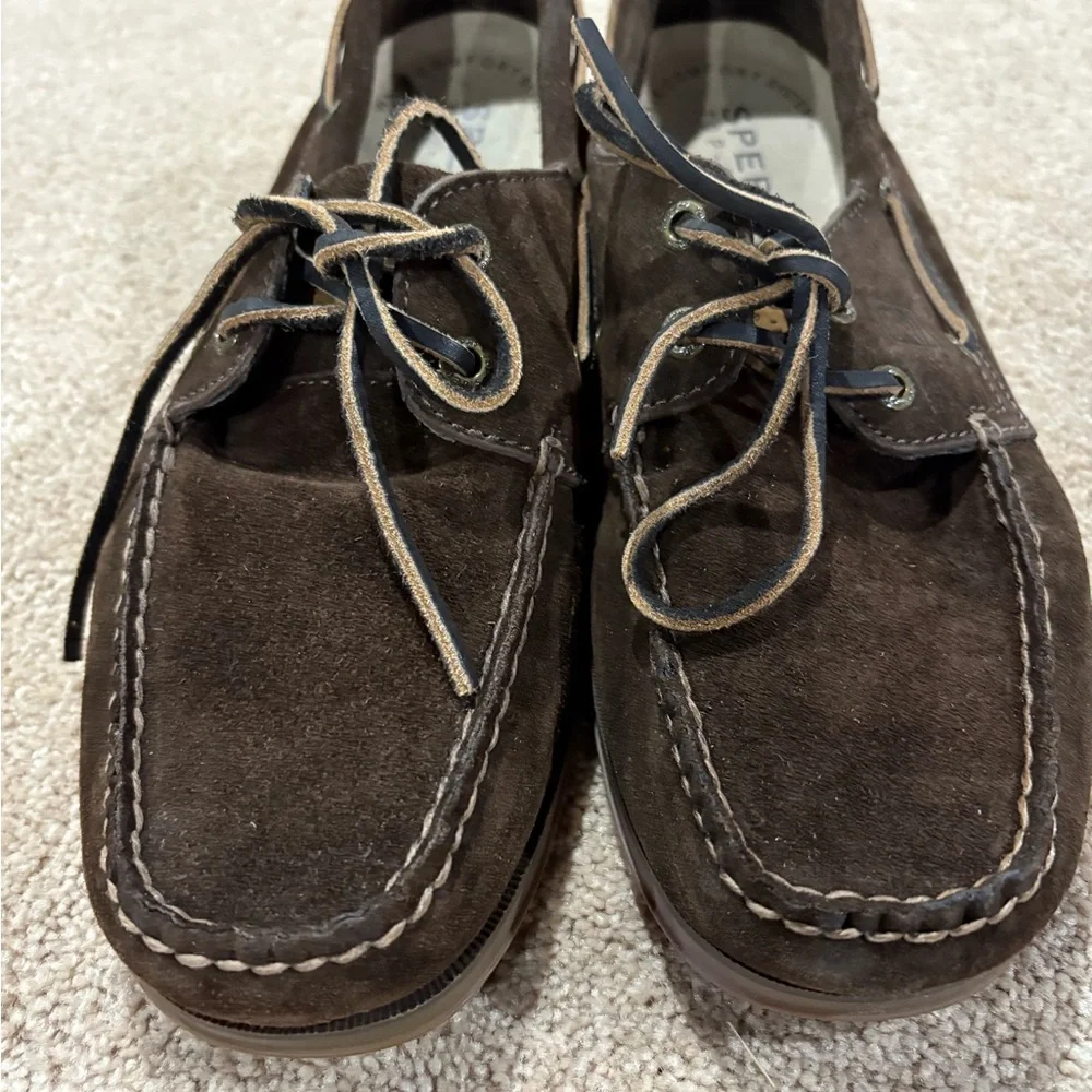 Sperry Men's Bluepoint 2 Eye Dark Brown Suede Boat Shoes